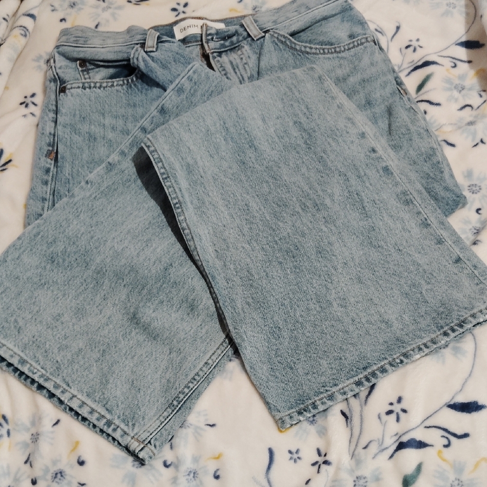 Denim Forum Blue Flare Wide Leg Jeans - Picture 6 of 6